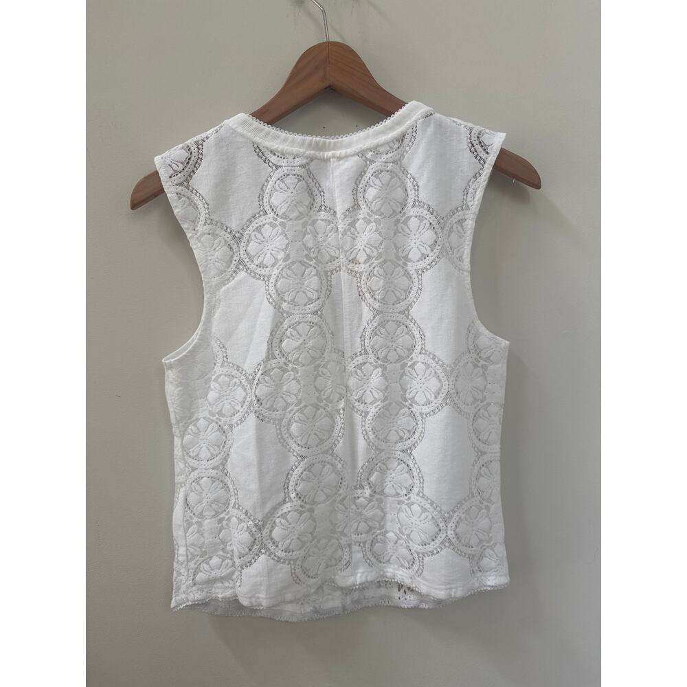 Free People Jae Knit Sleeveless Top Cutwork Lace Button Up Boho Cottagecore Med - Picture 5 of 5